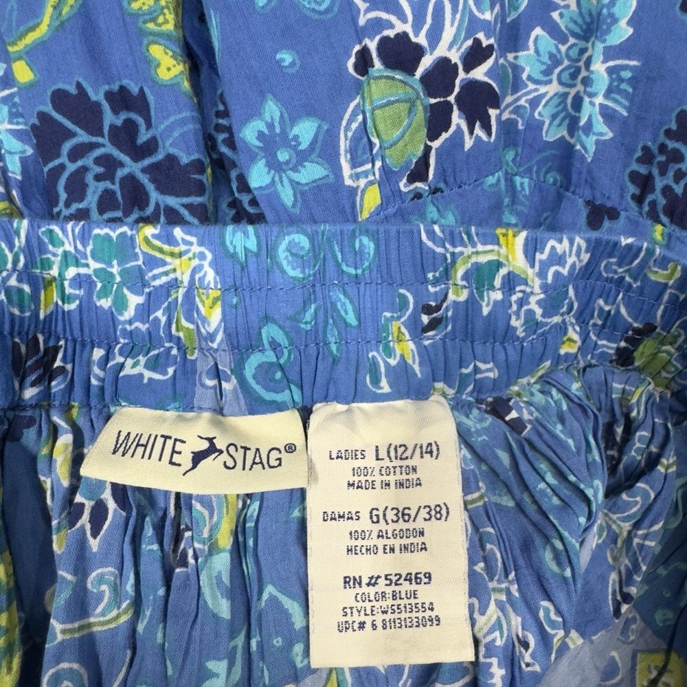 Blue Boho Tiered Skirt Large 12/14 White Stag - Picture 2 of 3